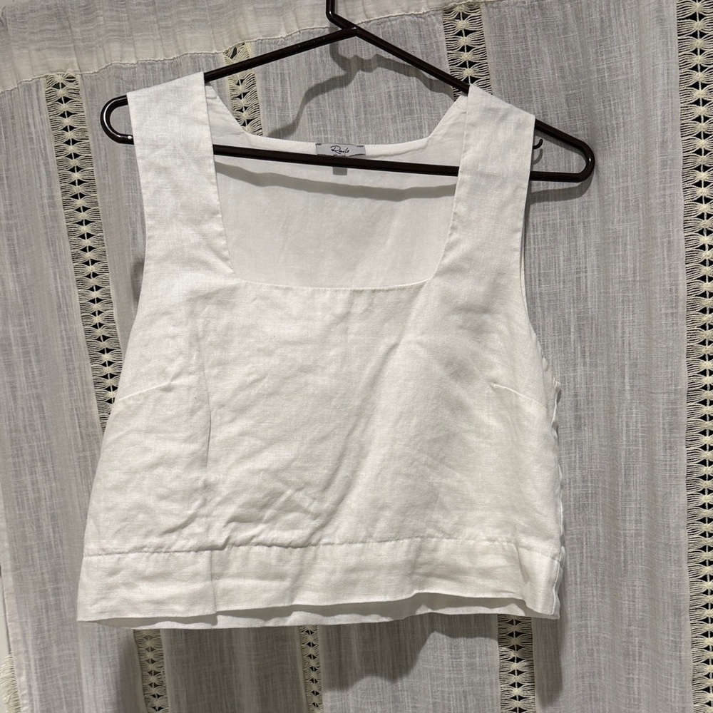 Rails White Linen Crop Top